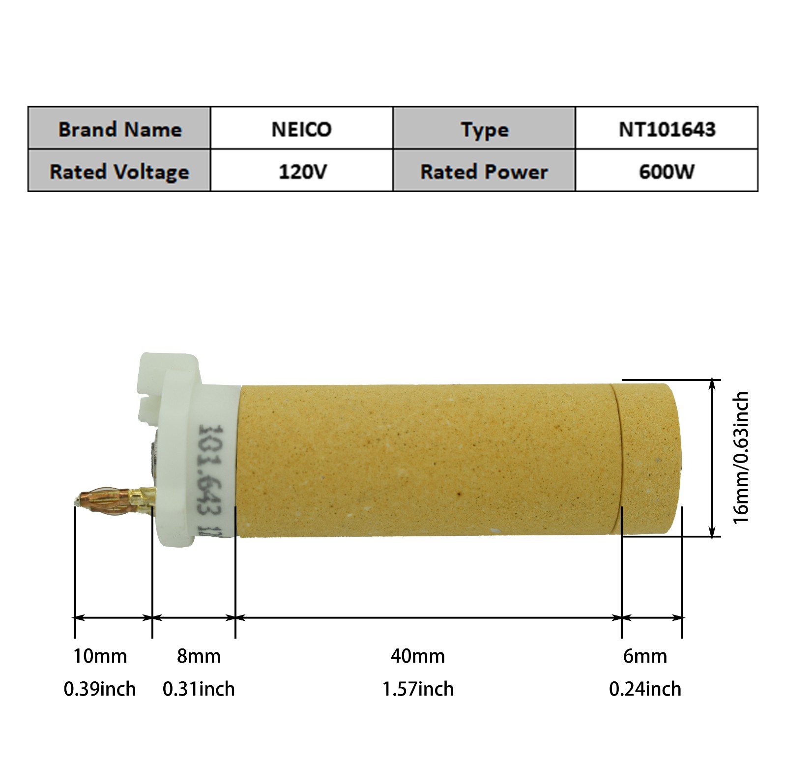 NT101643  101.643  120V 600W LABOR S, LABOR S WITH MINOR Heating Elements