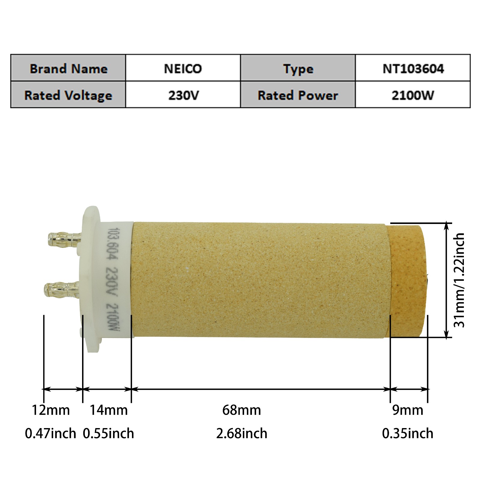 NT103604  103.604  230V 2100W Heating Elements