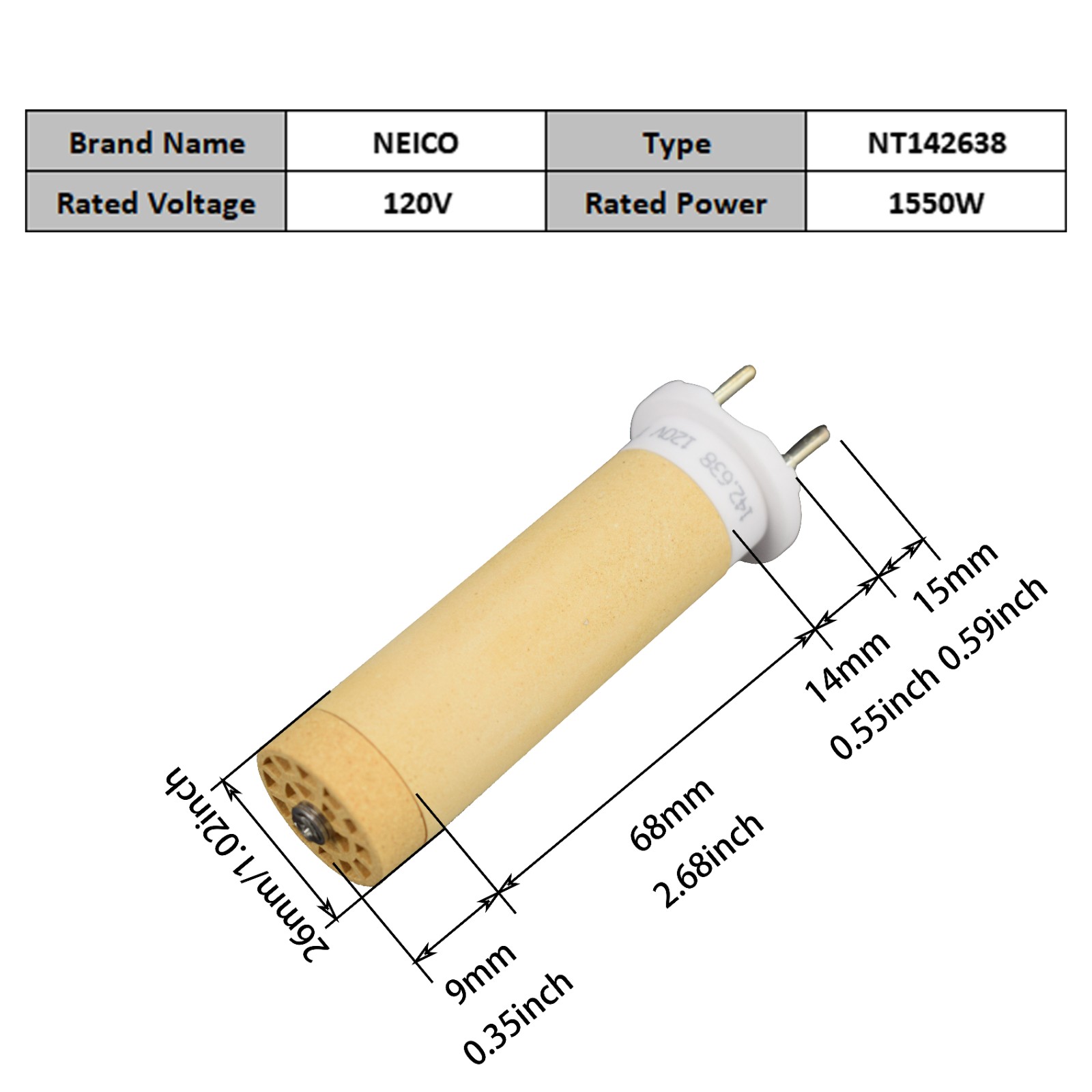 NT142638  142.638  120V 1550W Heating Elements