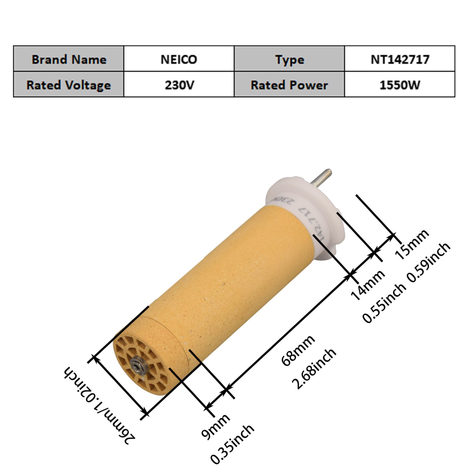 NT142717 142.717 230V 1550W PENWELD A,TRIAC ST,IGNITER BM4,TRIAC AT,PENWELD S Heating Elements