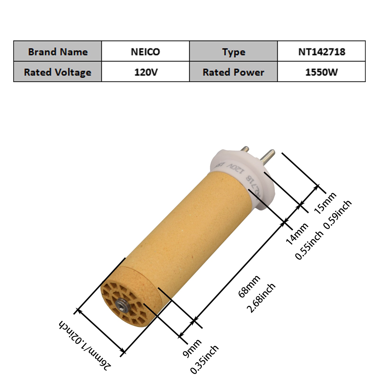 NT142718  142.718  120V 1550W PENWELD A,TRIAC ST,IGNITER BM4,TRIAC AT,PENWELD S Heating Elements