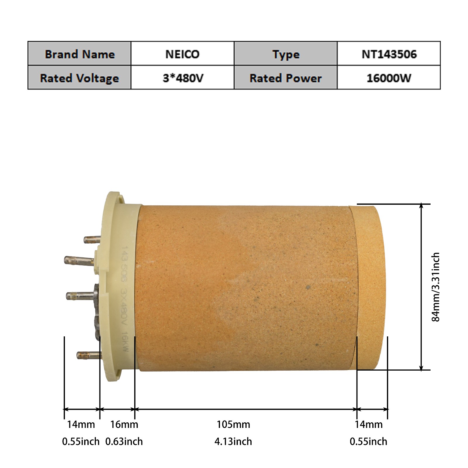 NT143506 143.506 3*480V 16000W Heating Elements For LHS 61L