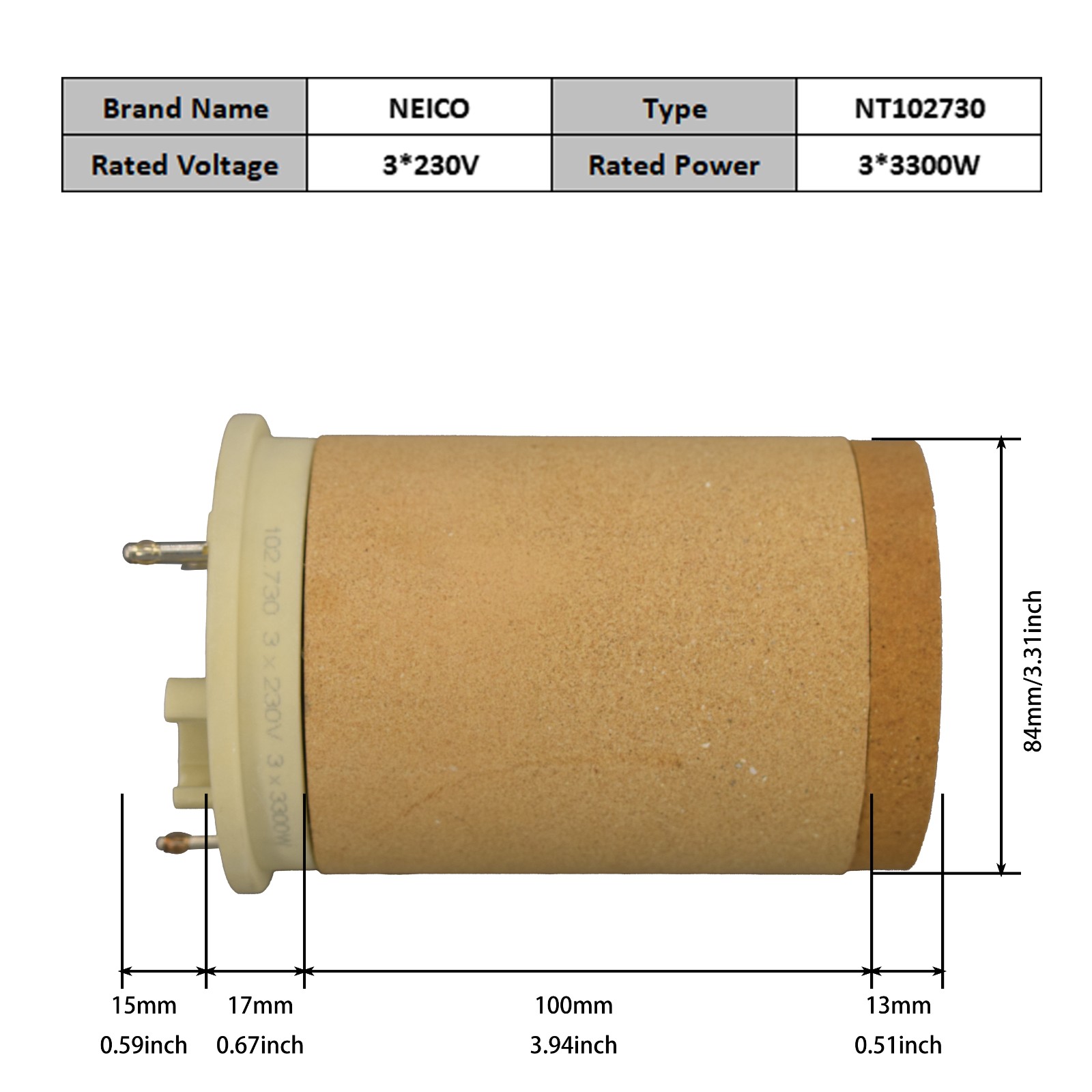 NT102730 102.730 3*230V 3*3300W Heating Elements
