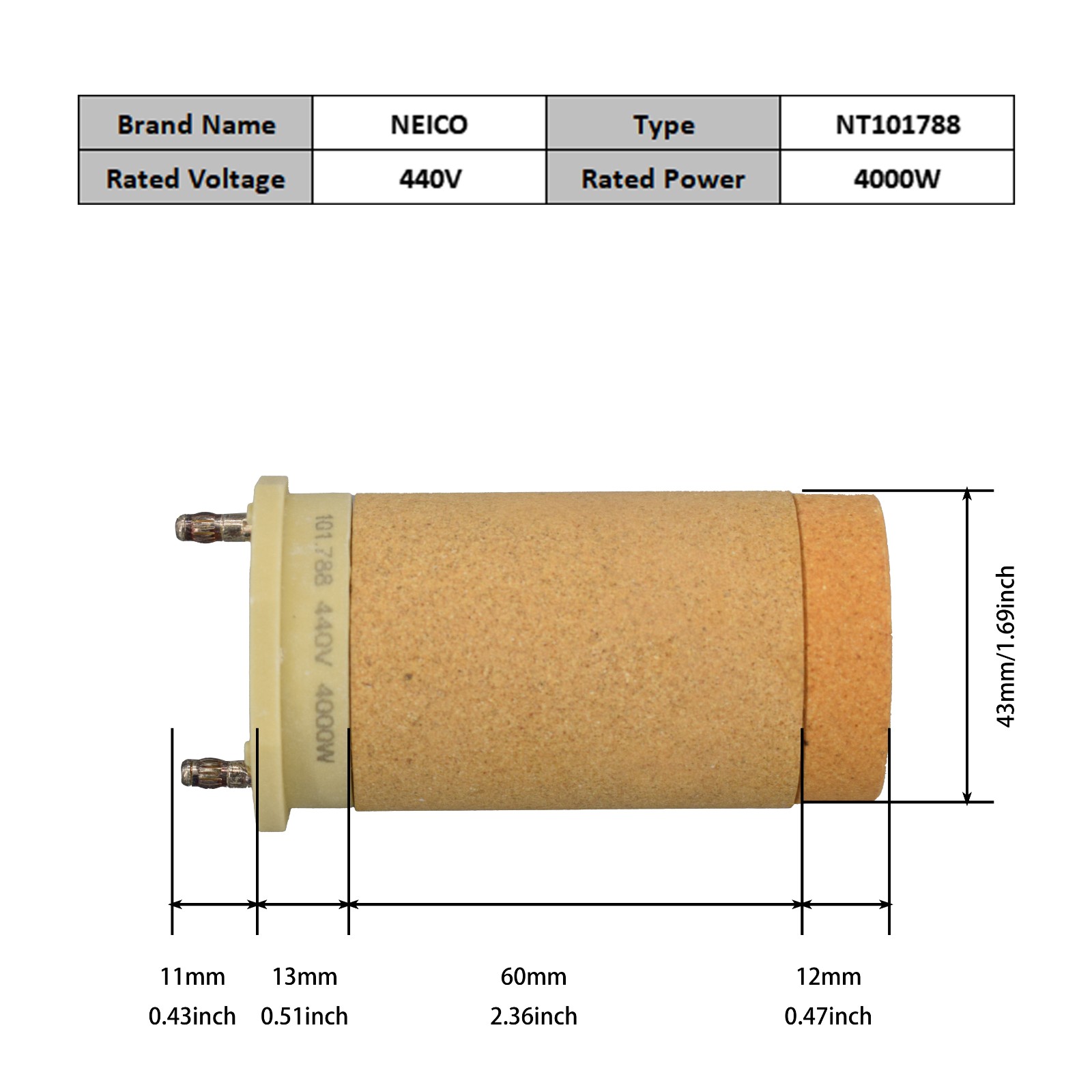 NT101788 101.788 440V 4000W Heating Elements